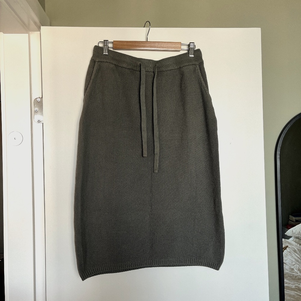 Kowtow Khaki Organic Cotton Midi Skirt